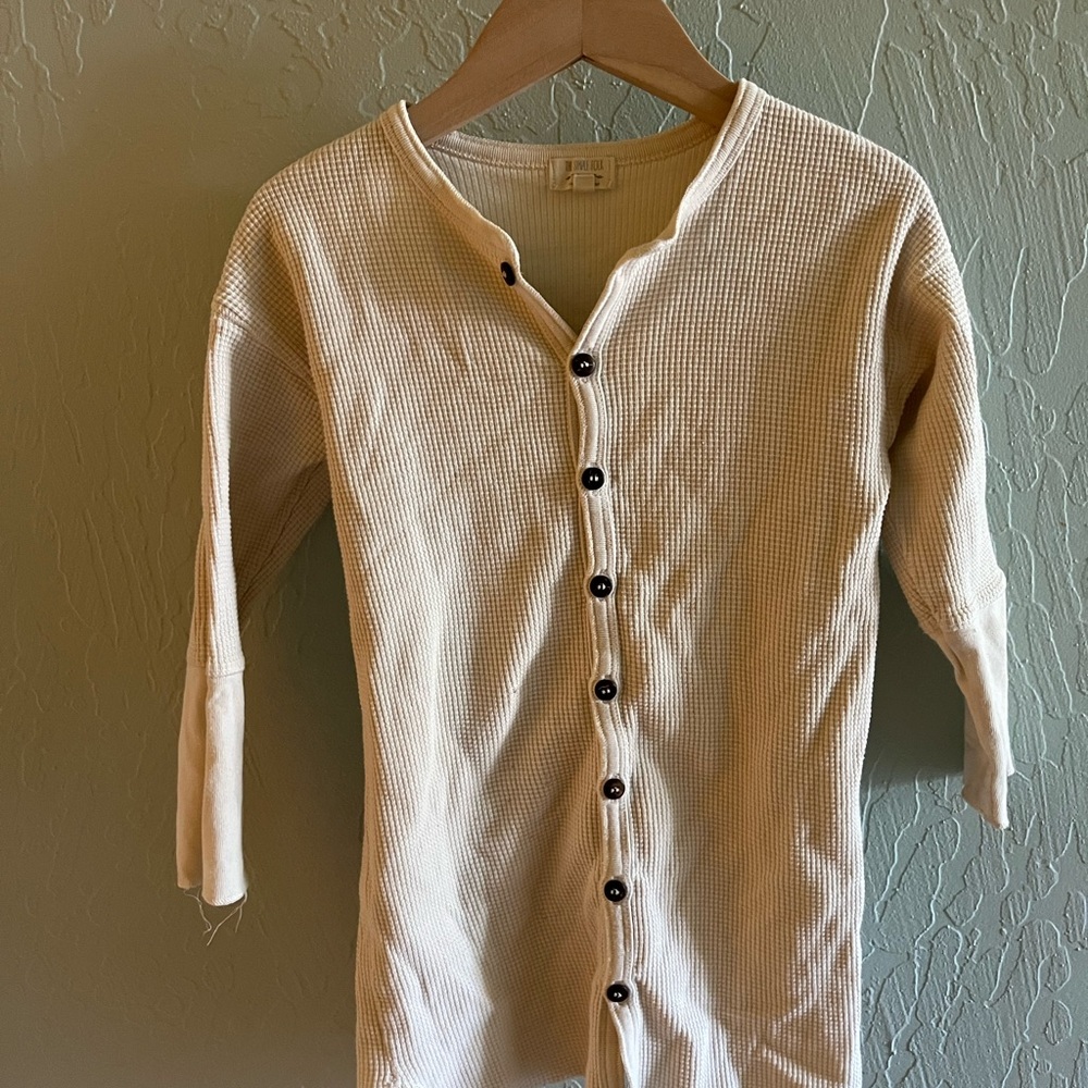 Kids Casual Cream Button-Up Dress